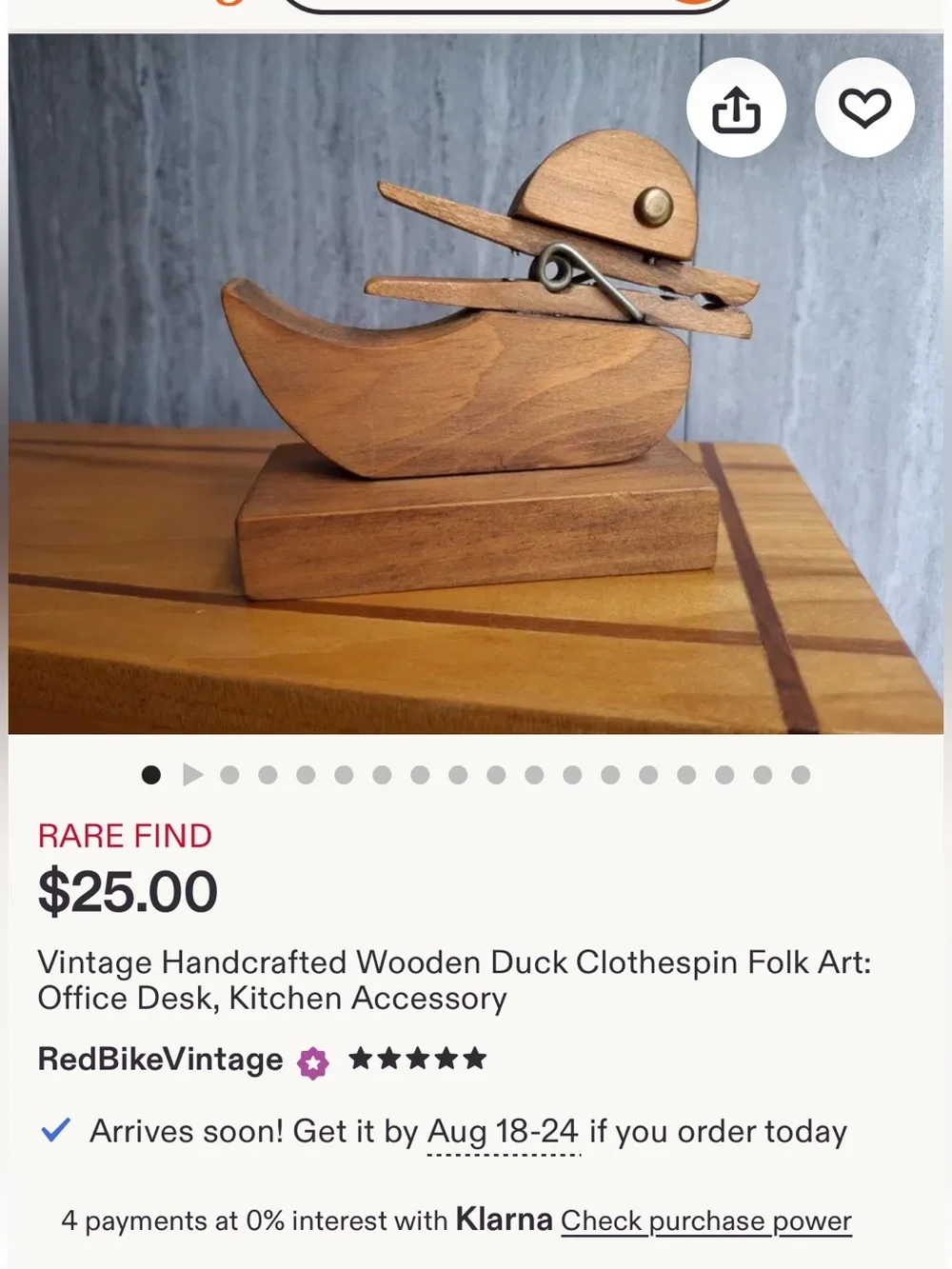 Hand Crafted Wooden Bear Candle Holder & Duck that holds cards. Folk Art